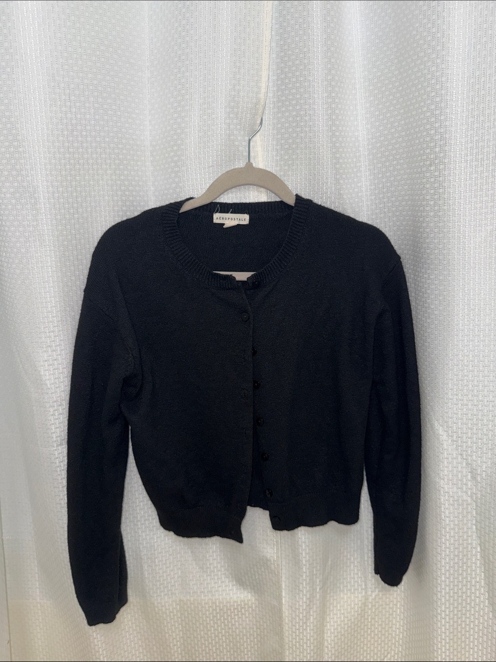Aeropostale Black Crewneck Button Cardigan